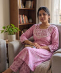 Night Suit In Cotton Fabric - Short Top And Pants - Rose