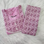 Night Suit In Cotton Fabric - Short Top And Pants - Rose - Image 3