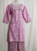 Night Suit In Cotton Fabric - Short Top And Pants - Rose - Image 4