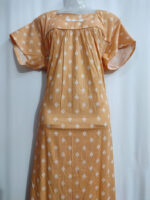 Traditional Cotton Nighty With Round Neck, 57 Inches Length - Light Orange - Image 4