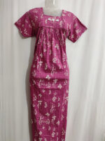 Traditional Cotton Nighty, 55 Inches Length - Rose - Image 4