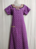 Churidar Model Cotton Nighty With Round Neck, 55 Inches - Magenta + Chikku Colour - Image 4