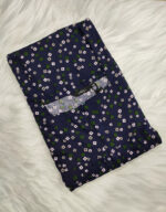 Front Open Cotton Nighty With Zip, 57 Inches - Dark Blue + Green - Image 3