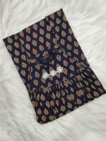 Traditional Cambric Cotton Nighty, 55 Inches Length - Blue - Image 3