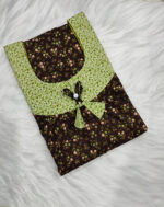 Traditional Cotton Nighty With Round Neck, 55 Inches Length - Brown - Image 3
