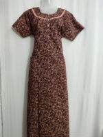 Churidar Model Cotton Nighty With Buttons, 55 Inches - Brown - Image 4