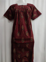 Front Open Cambric Cotton Nighty With Buttons, 55 Inches - Maroon - Image 4