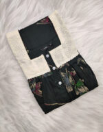 Front Open Cotton Nighty With Buttons, Hacoba Yoke, 55 Inches - Bottle Green - Image 3