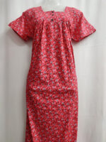Front Open Cotton Nighty With Buttons, 55 Inches - Peach - Image 4