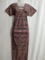 Traditional Kalamkari Cotton Nighty, 55 Inches Length - Rose - Image 4
