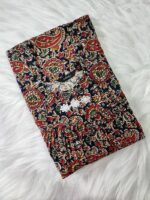 Traditional Kalamkari Cotton Nighty, 55 Inches Length - Black - Image 3