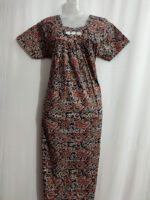 Traditional Kalamkari Cotton Nighty, 55 Inches Length - Black - Image 4