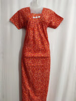 Traditional Cotton Nighty, 55 Inches Length - Red - Image 4