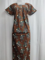 Front Open Cotton Nighty With Buttons, 55 Inches - Image 4