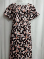 Front Open Cotton Nighty With Buttons, 55 Inches - Brown - Image 4