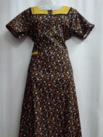 Churidar Model Cotton Nighty With Round Neck, 55 Inches - Black + Yellow - Image 4