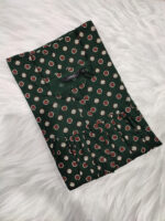 Front Open Cotton Nighty With Zip, 55 Inches - Green - Image 3