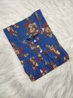Front Open Cotton Nighty With Buttons, 55 Inches - Blue - Image 3