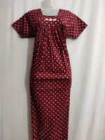 Traditional Cotton Nighty, 55 Inches Length - Maroon - Image 4