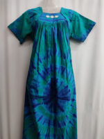 Traditional Cotton Nighty, 55 Inches Length - Peacock Blue - Image 4