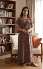 Traditional Cotton Nighty, 55 Inches Length - Image 2