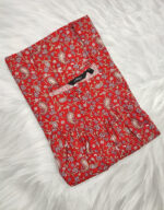 Front Open Cotton Nighty With Zip, 55 Inches - Red - Image 3