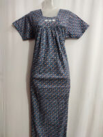 Traditional Cotton Nighty, 55 Inches Length - Blue - Image 4