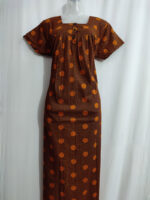 Front Open Cotton Nighty With Buttons, 55 Inches - Yellow - Image 4