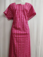 Front Open Cotton Nighty With Zip, 57 Inches - Rose - Image 4