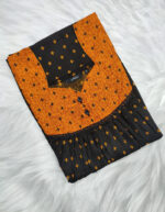 Front Open Cotton Nighty With Buttons, 55 Inches - Black + Yellow - Image 3