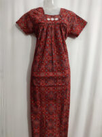Traditional Ajrakh Cotton Nighty, 55 Inches Length - Red - Image 4