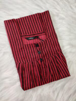 Front Open Cotton Nighty With Buttons, 55 Inches - Image 3
