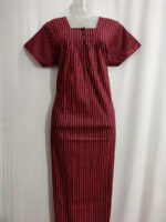 Front Open Cotton Nighty With Buttons, 55 Inches - Image 4