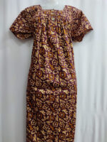 Front Open Cotton Nighty With Buttons, 55 Inches - Maroon - Image 4