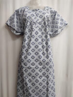 Front Open Cotton Nighty With Buttons, 57 Inches - White - Image 4