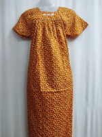 Traditional Cotton Nighty, 55 Inches Length - Orange + Yellow - Image 4