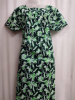 Front Open Cotton Nighty With Buttons, 55 Inches - Light Green - Image 4