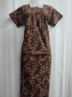 Front Open Cotton Nighty With Buttons, 55 Inches - Brown - Image 4