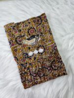 Traditional Kalamkari Cotton Nighty, 55 Inches Length - Yellow - Image 3