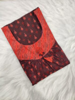 Traditional Cotton Nighty, 55 Inches Length - Brown + Peach - Image 3