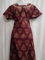 Churidar Model Cambric Cotton Nighty With Buttons, 55 Inches - Maroon - Image 4