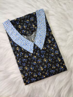 Churidar Model Cotton Nighty, 55 Inches Long, Peter Pan Collar- Blue - Image 3