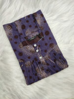 Front Open Cotton Nighty With Buttons, 55 Inches - Blue - Image 3
