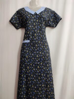 Churidar Model Cotton Nighty, 55 Inches Long, Peter Pan Collar- Blue - Image 4