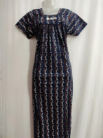 Traditional Cotton Nighty, 55 Inches Length - Dark Blue - Image 4