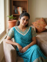 Short And Trendy Cotton Nighty - Green