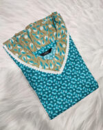 Short And Trendy Cotton Nighty - Green - Image 3