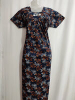 Traditional Cotton Nighty, 55 Inches Length - Dark Blue - Image 4