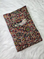 Front Open Kalamkari Cotton Nighty With Buttons, 55 Inches - Maroon - Image 3