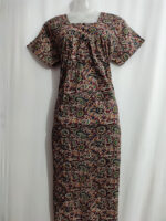 Front Open Kalamkari Cotton Nighty With Buttons, 55 Inches - Maroon - Image 4
